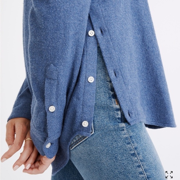 Madewell Flannel Side-Button Oversized Ex-Boyfriend Shirt. Size S . Style NC838 - Picture 5 of 12